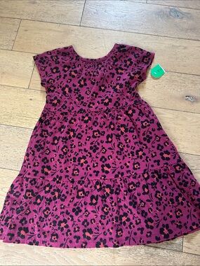 bcg Magenta Floral Animal-Print Tiered Dress